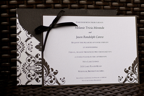 Our wedding colours were black and white and the pattern was damask