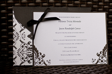 Our wedding colours were black and white and the pattern was damask Our wedding colours were black and white and the pattern was damask