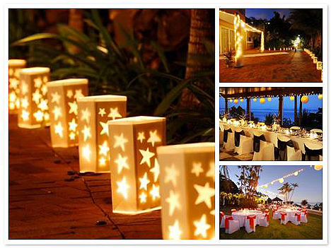 Luminaries are the perfect decoration for a glowing aisle