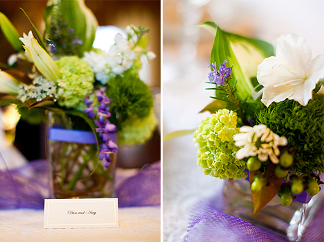 purple and grey wedding centerpieces