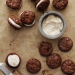 Brownie Cookies with Salted Caramel Creme Filling