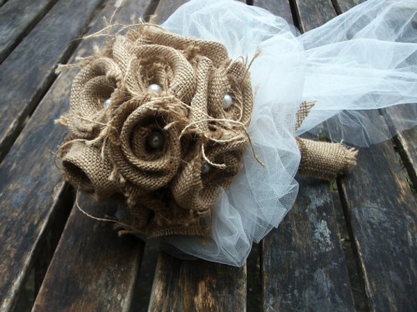 burlap wedding bouquet