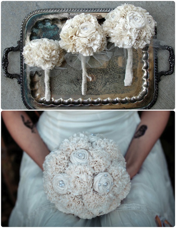 organic fabric wedding bouquets